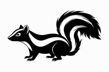 skunk silhouette line art vector illustration with a white background