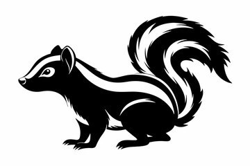 skunk silhouette line art vector illustration with a white background