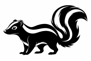 skunk silhouette line art vector illustration with a white background