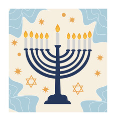 Festive  Happy Hanukkah  Illustrations with Menorahs, Dreidels, and Gifts-04