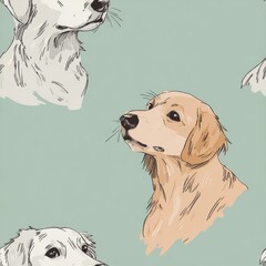 Dog portraits in a teal background design.