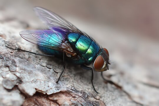 Radiant Calliphoridae in macro blowfly close-up  
