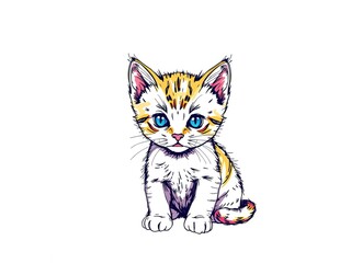 Kitten Sketch: Hand-Drawn Charm on Textured Linen