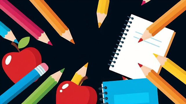 Back to school background animation with pencil - Powered by Adobe