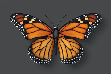 Fototapeta premium Monarch Butterfly Illustration with Open Wings Detailed Orange Black Design Nature Art Wildlife Insects Animals Spring