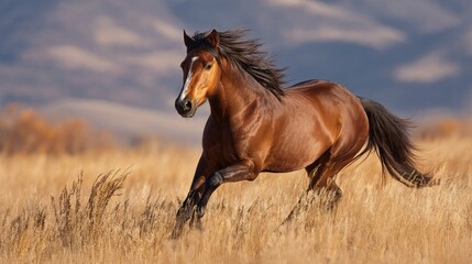 Obraz premium Majestic horse galloping freely, embodying untamed spirit and motion