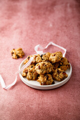 Traditional oatmeal cookies with raisins