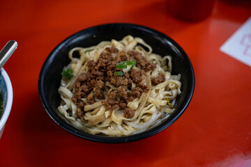 Taiwanese braised minced pork in handmade noodles