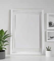 Modern white frame collage mockup, clean aesthetic, varied imagery , artistic, clean
