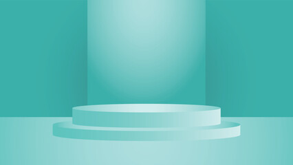 Clean turquoise podium with soft spotlight effect ideal for showcasing products or promotions in modern layouts