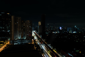 Naklejka premium nightlife skyline of north C4 or also known as EDSA 