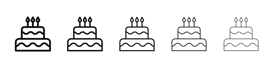 Birthday cake icon or logo illustration outline black style