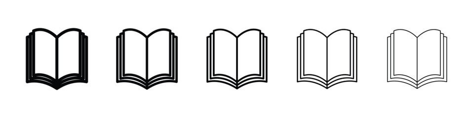 Book icon or logo illustration outline black style