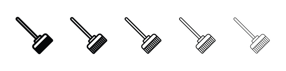 Broom icon or logo illustration outline black style