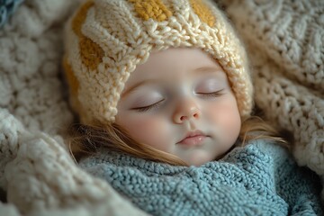 Cozy knitted blanket mockup with soft textured fabric

