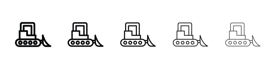 Bulldozer icon or logo illustration outline black style