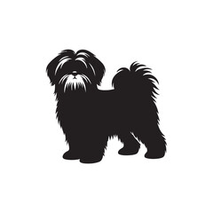 **"Elegant Shih Tzu Vector Silhouette: Charming Toy Dog Design Featuring Flowing Coat, Distinctive Face, and Regal Posture in Clean, Minimalist Style for Crafts and Digital Art"**

