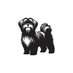 **"Elegant Shih Tzu Vector Silhouette: Charming Toy Dog Design Featuring Flowing Coat, Distinctive Face, and Regal Posture in Clean, Minimalist Style for Crafts and Digital Art"**
