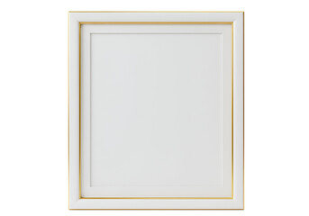 Fototapeta premium Minimal White Frame with Thin Golden Edges on White Background