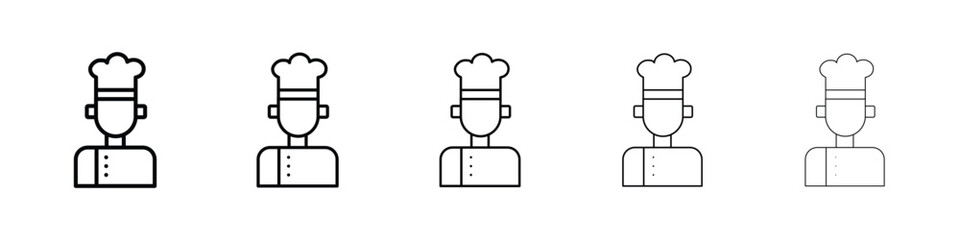 Chef icon or logo illustration outline black style