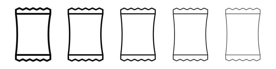 Chips bag icon or logo illustration outline black style
