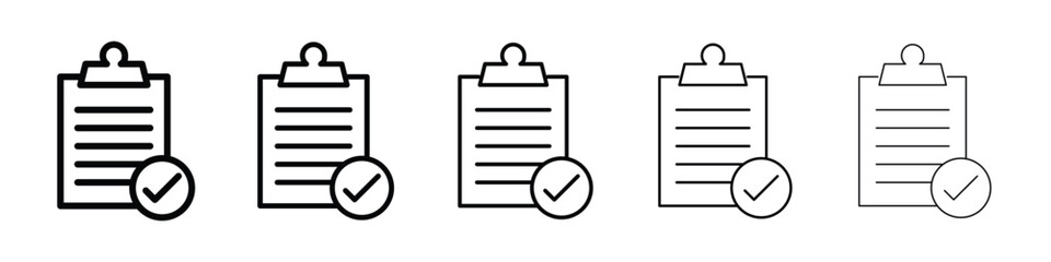 Clipboard check icon or logo illustration outline black style