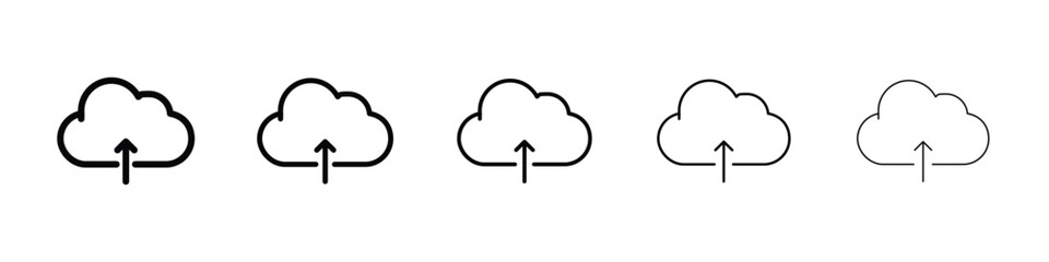 Cloud upload icon or logo illustration outline black style