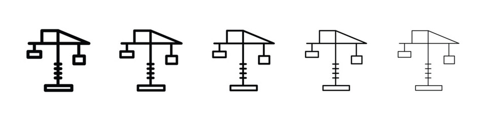 Construction crane icon or logo illustration outline black style