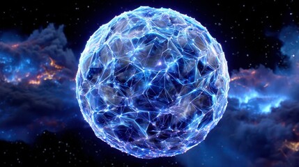 Obraz premium Digital Network Sphere: Abstract Technology, Data, and Global Connection