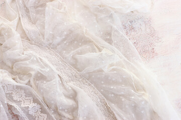 top view of vintage white lace dress