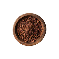 top view photo of a wooden bowl with cocoa powder png