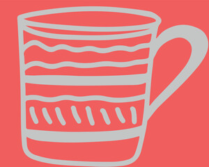 Restaurant table setting cups. Drawing, ink, line art, vector