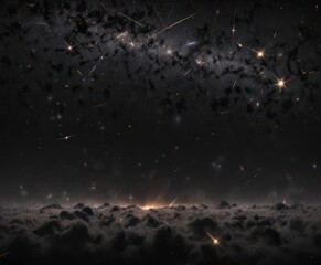 Myriad stars blaze across an endless, velvet black ,  celestial,  sparkle,  dark
