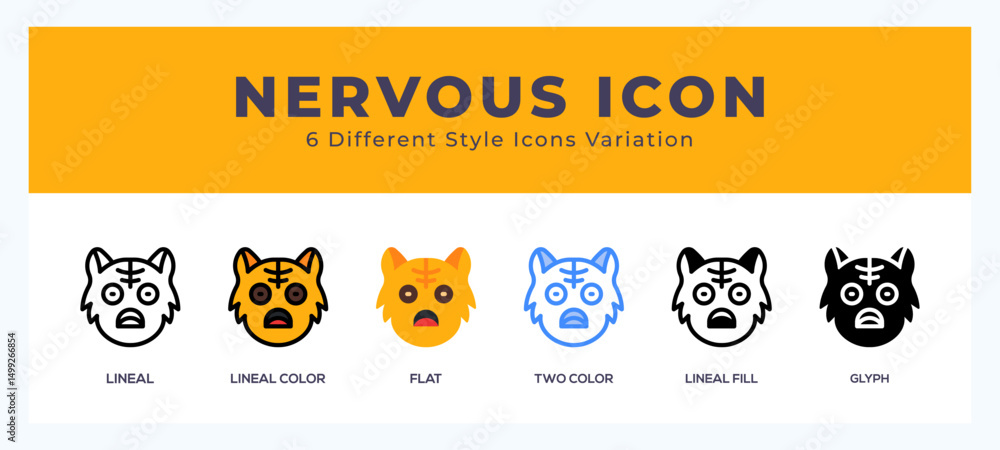 Aufkleber nervous cat set of simple icons great for web. app. presentation and more.