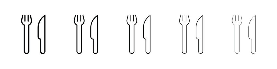 Fork and Knife icon or logo illustration outline black style