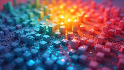 a close up of a colorful background with many cubes
