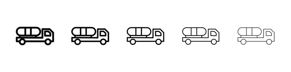 Fuel truck icon or logo illustration outline black style