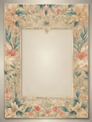 Elegant Floral Frame Pastel Flowers and Leaves Border Design for Wedding Invitation or Art Print
