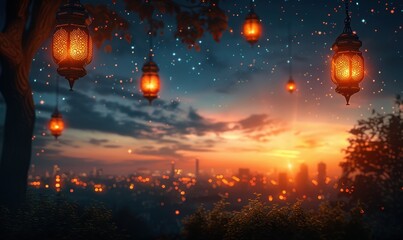 Nocne miasto w blasku latarni © BagazLK