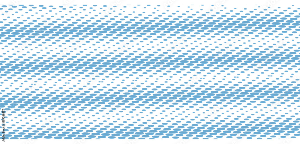 Wall mural blue halftone dot pattern background – diagonal abstract gradient design. vector illustration.