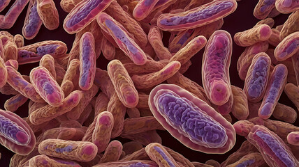 "Microscopic Image of Gram-Negative Escherichia coli Stained Pink with Safranin"