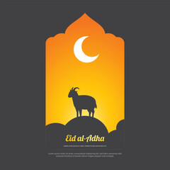 Eid al-Adha Mubarak Celebration with Sheep Silhouette