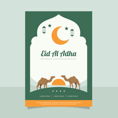 Eid Al Adha Mubarak Illustration Flyer Design Template