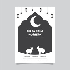 Eid Al Adha Mubarak Illustration Flyer Design Template