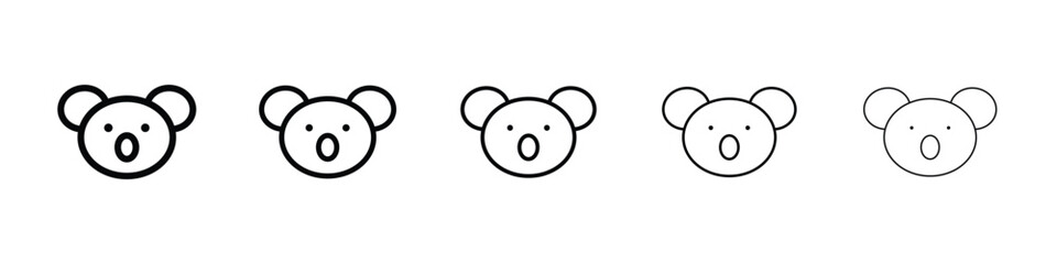 Koala head icon or logo illustration outline black style