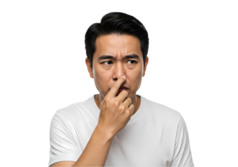 Asian Man Touching Nose Stock Photo  Images isolated on transparent background