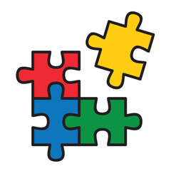 simple puzzle pieces isolated vector illustration