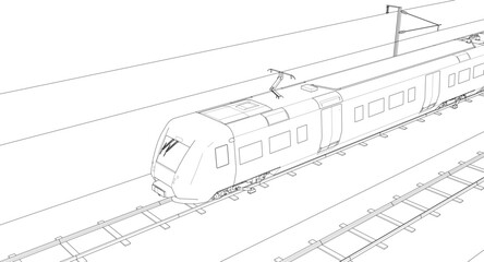  modern electric train 3d illustration