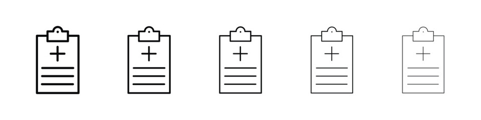 Medical record icon or logo illustration outline black style
