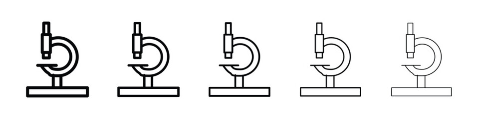 Microscope icon or logo illustration outline black style